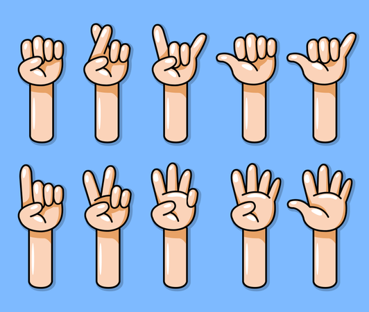 Cartoon Hand Gesture Set  Illustration