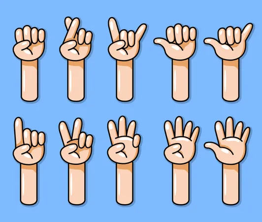 Cartoon Hand Gesture Set  Illustration