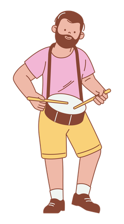 Cartoon  Male Drummer  Illustration