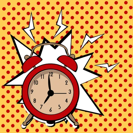 Cartoon pop art alarm clock  Illustration