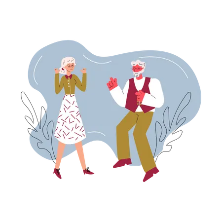 Cartoon-älteres Paar tanzt zusammen  Illustration