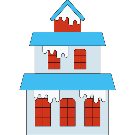Casa coberta de neve  Ilustração