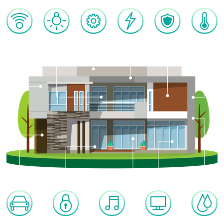 Casa com conexão inteligente  Ilustração