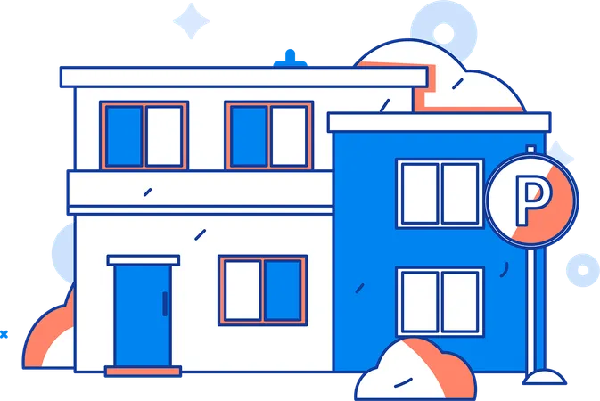 Moradia com zona de estacionamento exterior  Ilustração