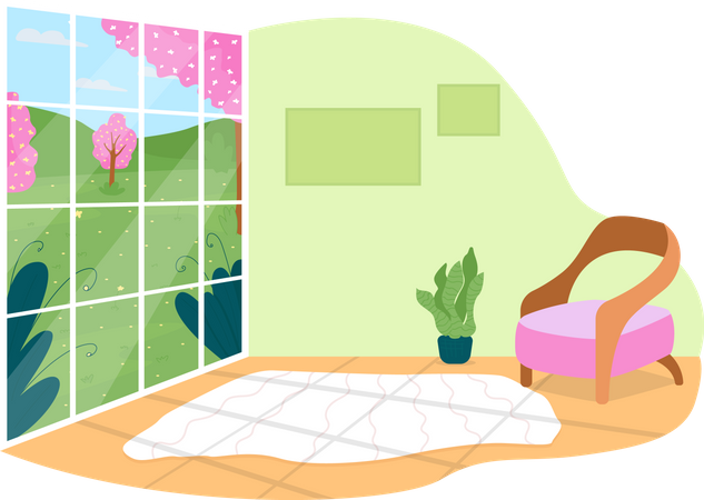 Casa con vista panorámica al parque.  Ilustración