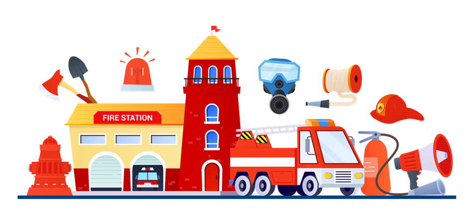 Estación de bomberos  Ilustración