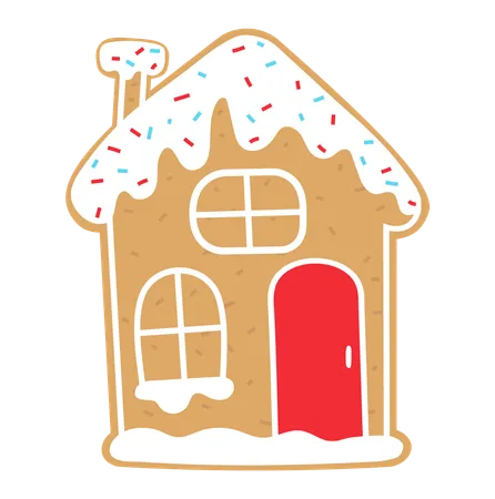 Casa de pan de jengibre, postre tradicional navideño  Ilustración