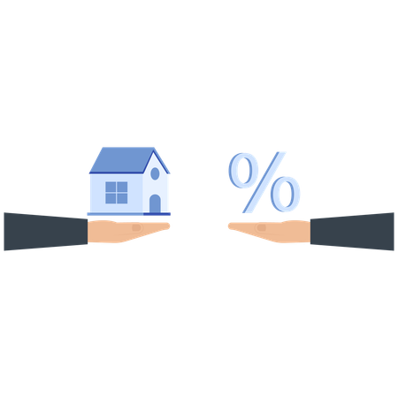 Casa e Percentual Possível em Hipoteca e Imóveis  Ilustração