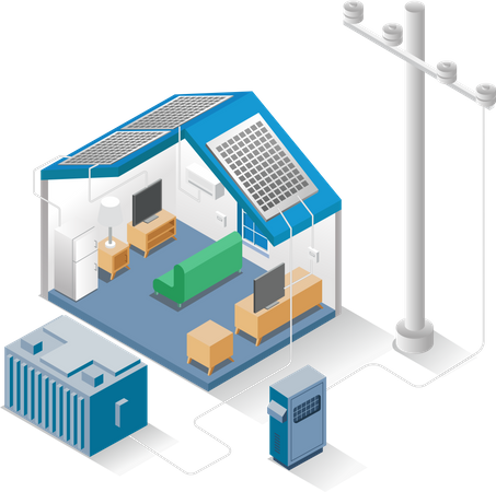 Casa inteligente com painel solar  Ilustração