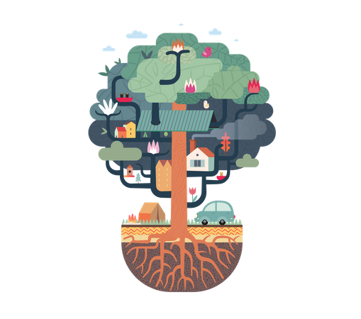Casa na árvore  Ilustração