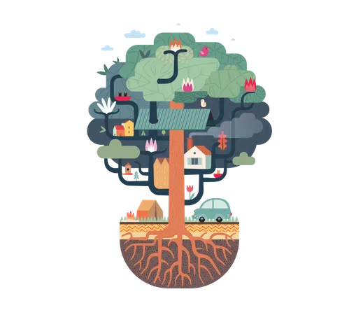 Casa na árvore  Ilustração