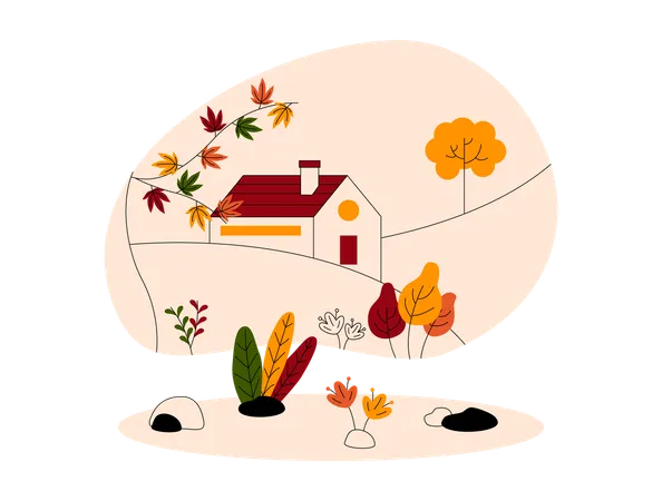 Casa de temporada de otoño  Ilustración