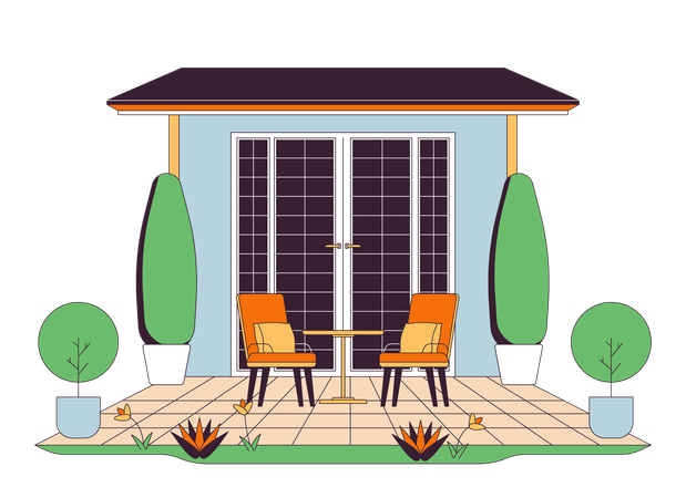 Móveis de terraço de casa  Ilustração