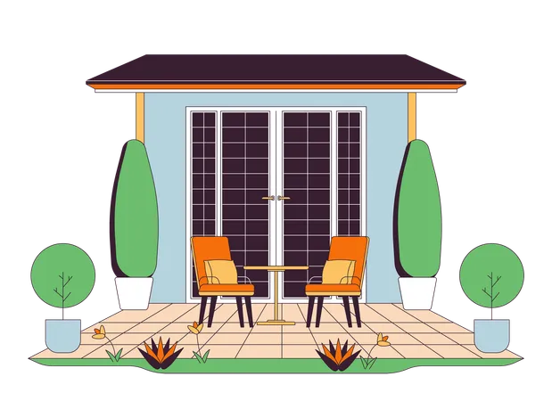 Móveis de terraço de casa  Ilustração