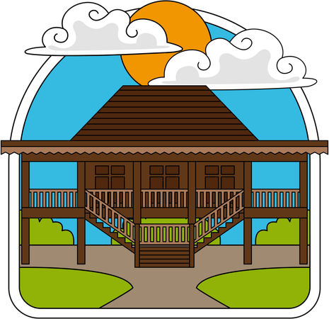 Casa tradicional do sul de sumatra  Ilustração