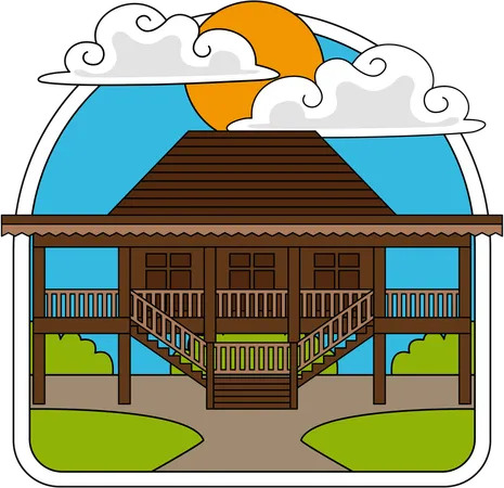 Casa tradicional do sul de sumatra  Ilustração