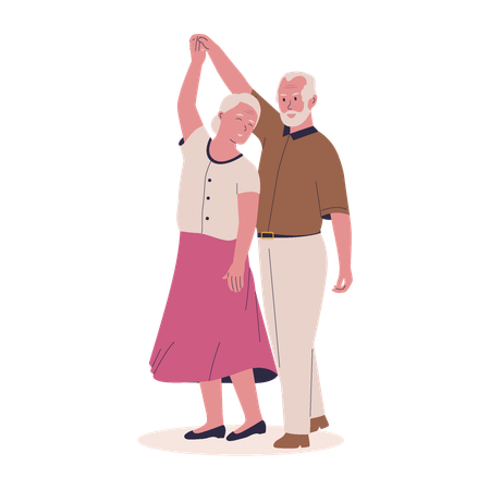Casais idosos fazendo dança romântica  Ilustração