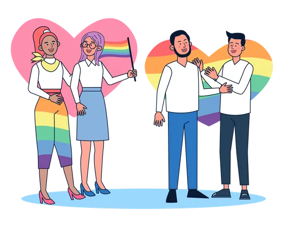 Casais LGBTQ  Ilustração