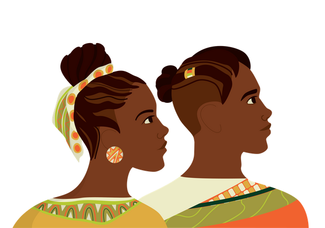 Casal africano  Ilustração