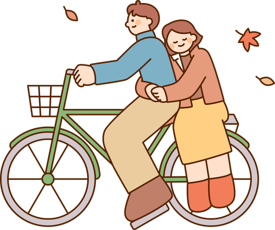 Casal andando de bicicleta juntos  Ilustração