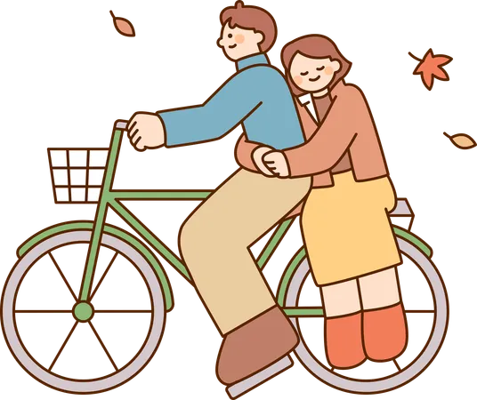 Casal andando de bicicleta juntos  Ilustração