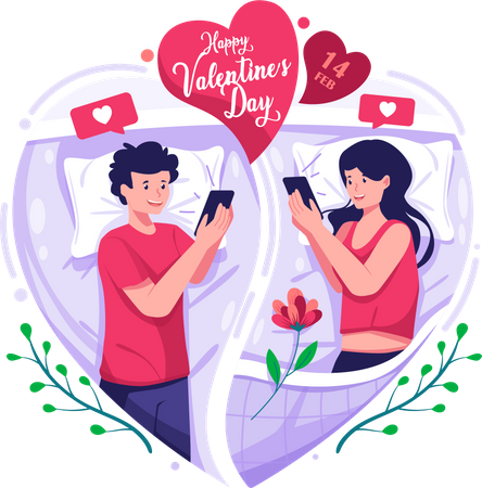 Casal apaixonado conversando em smartphone  Illustration
