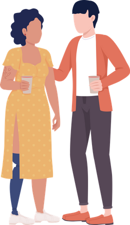 Casal tomando café juntos  Ilustração