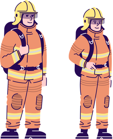 Casal de bombeiros  Ilustração