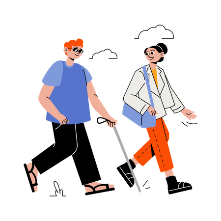 Casal caminhando casualmente  Ilustração
