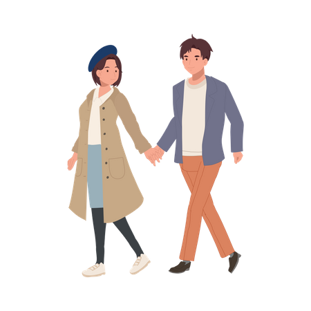 Casal caminhando juntos  Ilustração
