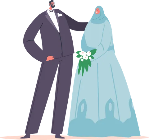 Casal de casamento árabe  Ilustração