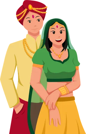 Casal de noivos indiano  Ilustração