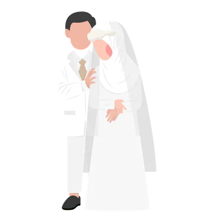 Casal de noivos muçulmanos  Ilustração