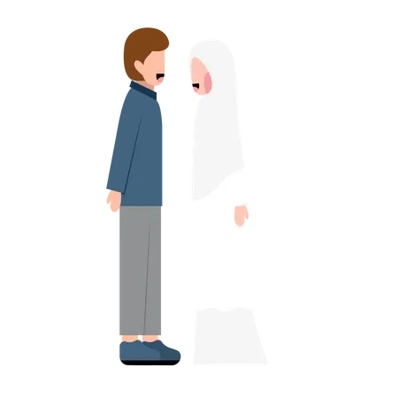Casal de noivos muçulmanos  Ilustração