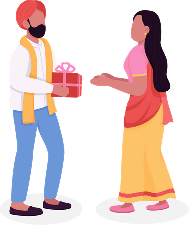 Casal comemorando o diwali  Ilustração