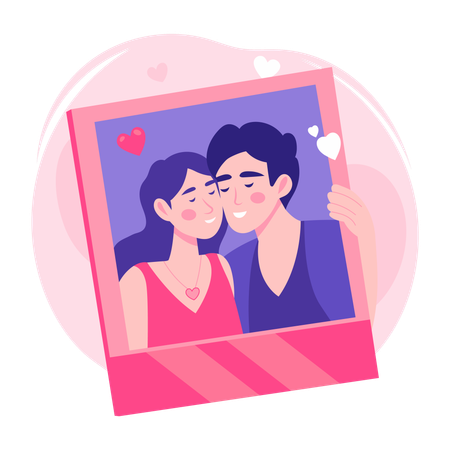 Casal clicando na foto  Ilustração