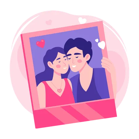 Casal clicando na foto  Ilustração