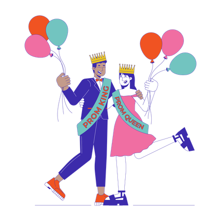 Casal do ensino médio rainha do baile rei  Ilustração