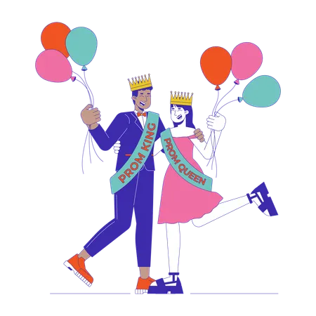 Casal do ensino médio rainha do baile rei  Ilustração