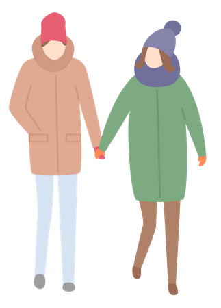 Casal com roupas de inverno  Ilustração