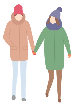 Casal com roupas de inverno  Ilustração