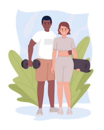 Casal em roupas esportivas  Ilustração