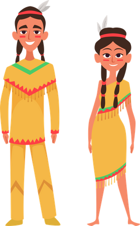 Casal em vestido mexicano  Ilustração