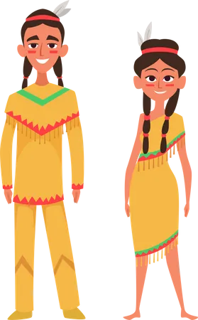 Casal em vestido mexicano  Ilustração