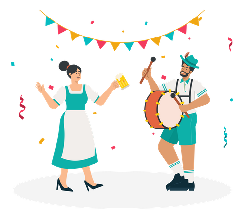 Casal comemora festival  Ilustração