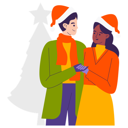 Casal comemora o natal  Illustration