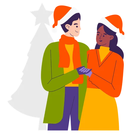 Casal comemora o natal  Illustration