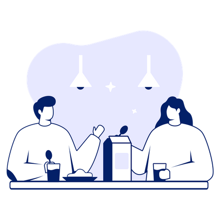 Casal comendo juntos  Ilustração