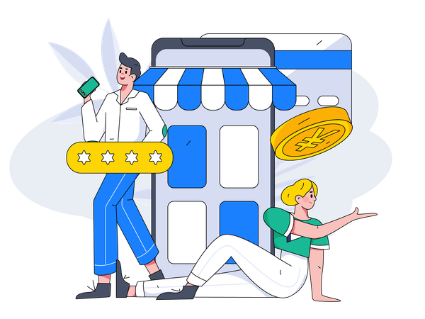 Casal fazendo compras on-line  Illustration