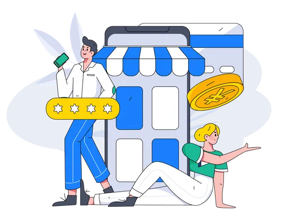 Casal fazendo compras on-line  Illustration